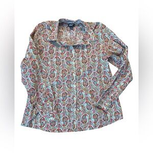 Lands' End Multicolor Floral Button Down Shirt